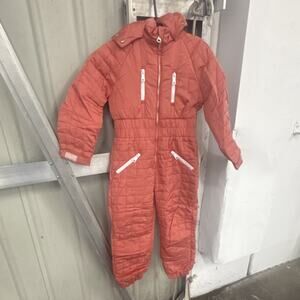 Unisex Kids’ Hooded Waterproof Insulated One-Piece Ski Snow Suit Red Size S